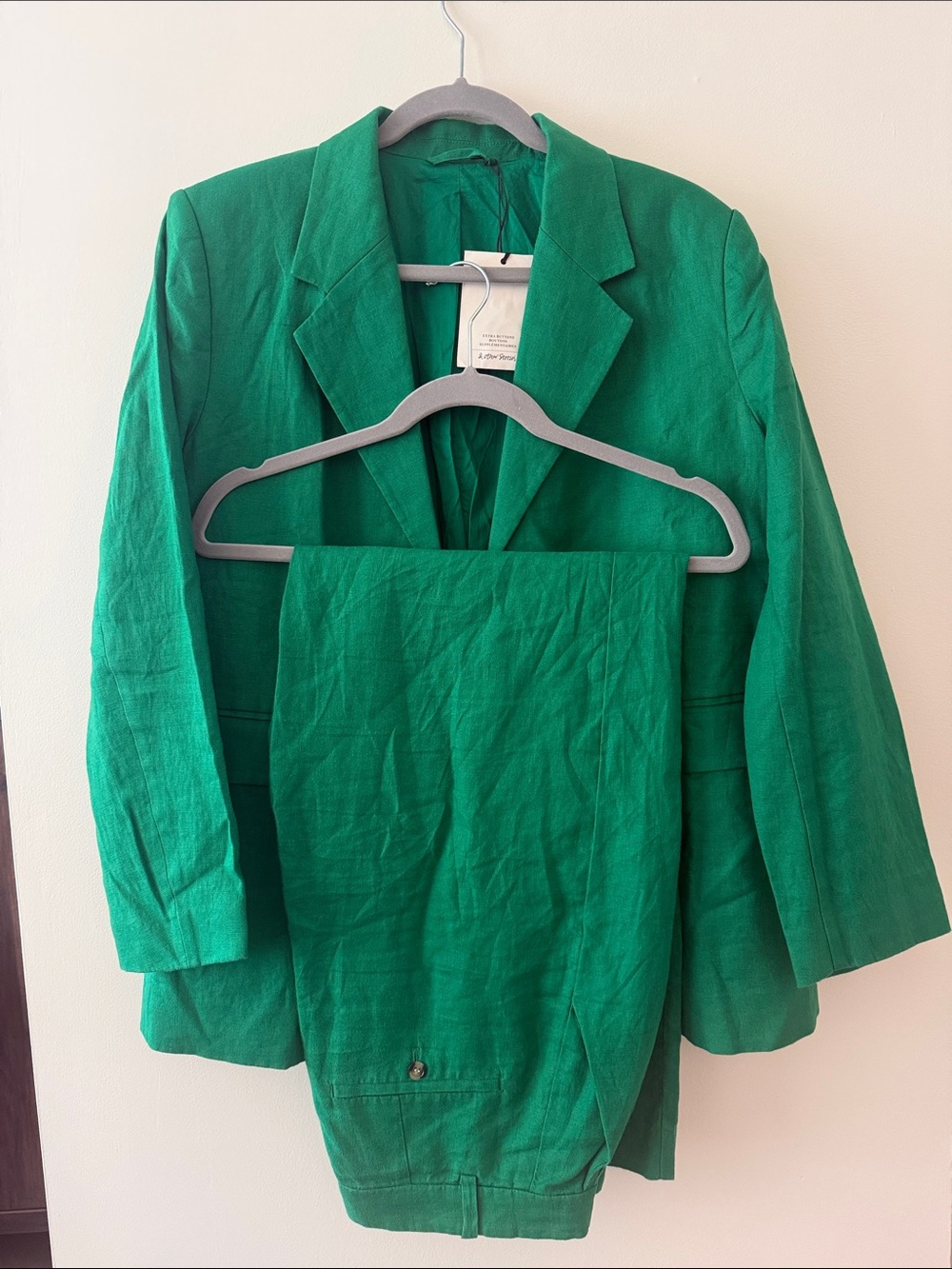 Green Linen Blazer and Pants Set